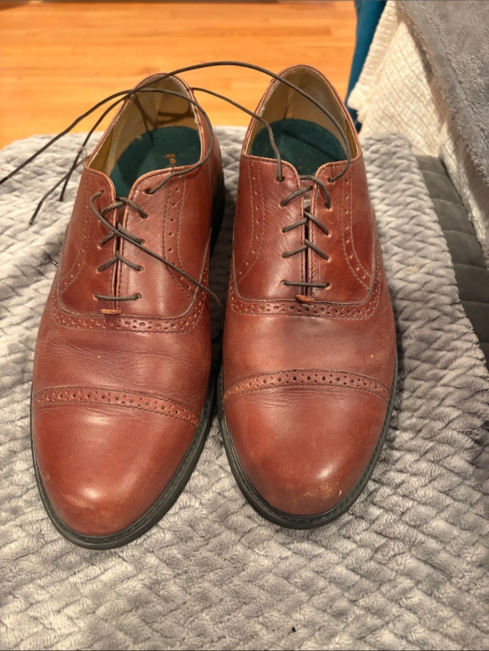 Rockport Men's Brown Leather Lace-Up Cap-Toe Oxfords